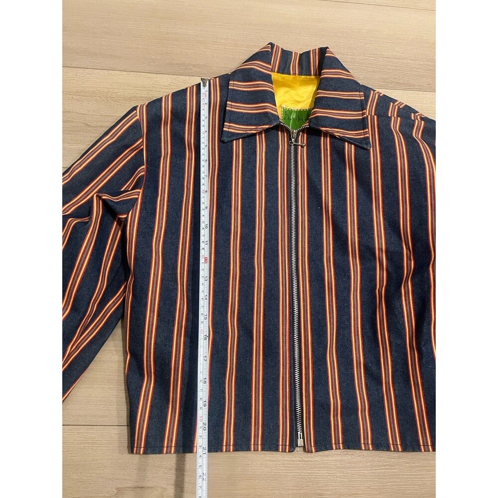Vintage San Francisco Designer Striped Zip Jacket Gold Satin Lining Handmade USA - Picture 4 of 11